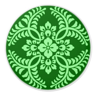Bouton De Porte En Céramique Motif japonais de médaillon, vert de jade