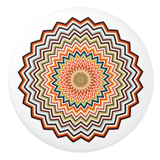 Bouton De Porte En Céramique Motif Mandala Zigzag (Devant)