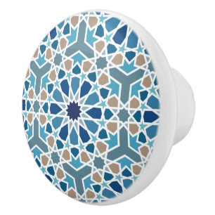 Bouton De Porte En Céramique Motif marocain en carreaux