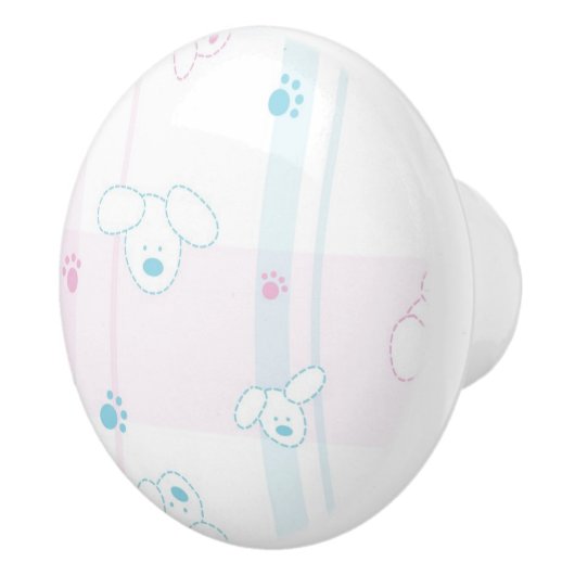 Bouton De Porte En Céramique Motif mignon avec des chiens (Droite)