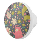 Bouton De Porte En Céramique Motif mignon d'animaux de forêt (Droite)