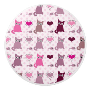 Bouton De Porte En Céramique Motif mignon de filles de chaton