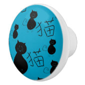 Bouton De Porte En Céramique Motif mignon de minou (Droite)