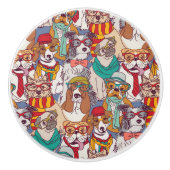 Bouton De Porte En Céramique Motif mignon de mode de chiot (Devant)