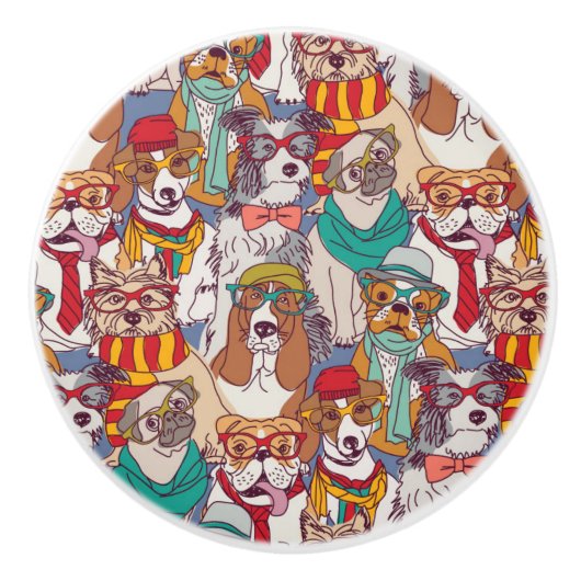 Bouton De Porte En Céramique Motif mignon de mode de chiot (Devant)