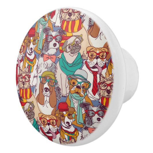 Bouton De Porte En Céramique Motif mignon de mode de chiot (Droite)