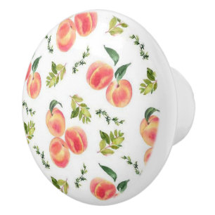Bouton De Porte En Céramique Motif mignon de pêches d'aquarelle