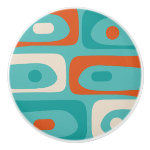 Bouton De Porte En Céramique Motif moderne de Piquet du milieu du siècle Turqu