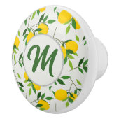 Bouton De Porte En Céramique Motif Monogramme Citrons et Feuilles  (Droite)