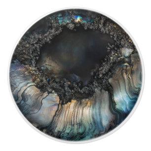 Bouton De Porte En Céramique Motif naturel de Black Nacre