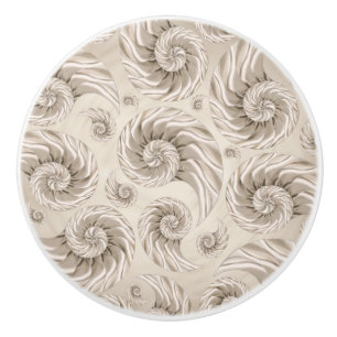 Bouton De Porte En Céramique Motif Nautilus Shell