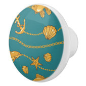 Bouton De Porte En Céramique Motif nautique d'or (Droite)