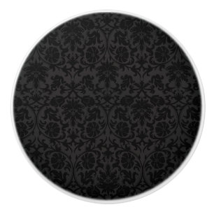 Bouton De Porte En Céramique Motif noir classique de damassé