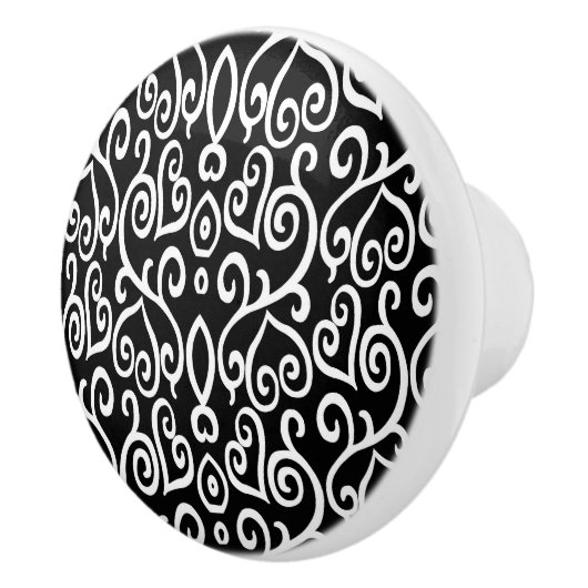 Bouton De Porte En Céramique Motif noir et blanc (Droite)