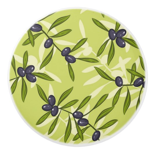 Bouton De Porte En Céramique Motif olive (Devant)