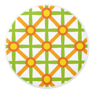 Bouton De Porte En Céramique Motif orange et jaune inspiré par Retro