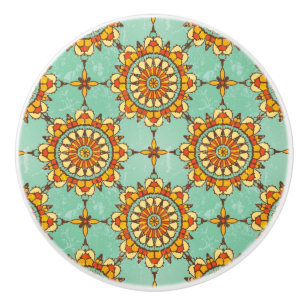 Bouton De Porte En Céramique motif ornemental