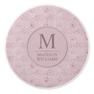Bouton De Porte En Céramique Motif Pailleté Or Rose Pâle Douceur Douce Personna