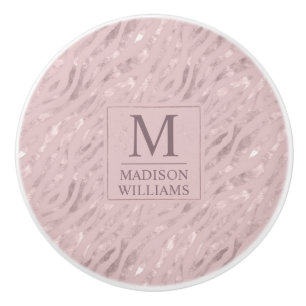 Bouton De Porte En Céramique Motif Pailleté Or Rose Pâle Douceur Douce Personna