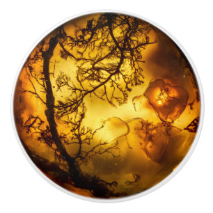 Bouton De Porte En Céramique Motif Plante orange