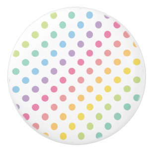 Bouton De Porte En Céramique Motif Pois Pastel Rainbow