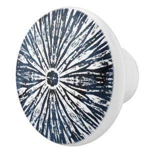 Bouton De Porte En Céramique Motif radial Indigo Ink