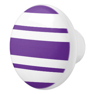 Bouton De Porte En Céramique Motif rayé moderne violet et blanc