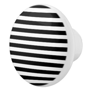 Bouton De Porte En Céramique Motif rayures BG larges noir + votre arrière-plan