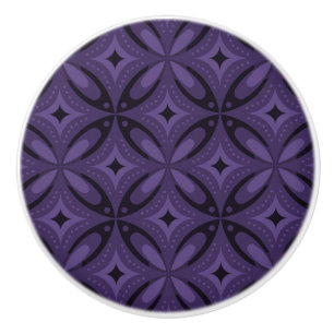 Bouton De Porte En Céramique Motif Rétro de Couleur Violet Foncé