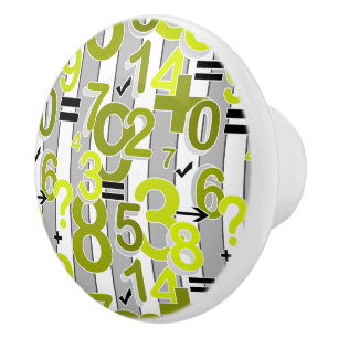Bouton De Porte En Céramique Motif rétro lumineux de calcul arithmétique coloré