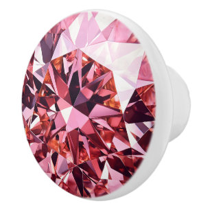 Bouton De Porte En Céramique Motif rose diamant
