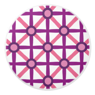 Bouton De Porte En Céramique Motif rose et violet funky