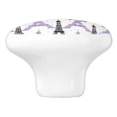 Bouton De Porte En Céramique Motif Tour Eiffel Chic violet Monogram (Côté)