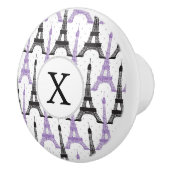 Bouton De Porte En Céramique Motif Tour Eiffel Chic violet Monogram (Droite)