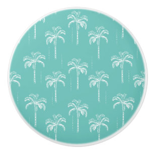 Bouton De Porte En Céramique Motif Tropical Palm Tree