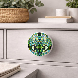 Bouton De Porte En Céramique Motif vert contemporain Jouer Carreaux