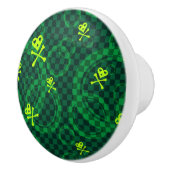 Bouton De Porte En Céramique Motif vert d'Emo avec des cercles (Droite)