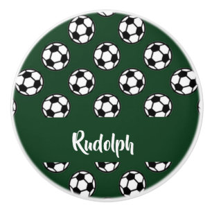 Bouton De Porte En Céramique motif vert des balles de football
