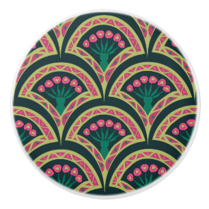 Bouton De Porte En Céramique motif vert en forme de coque