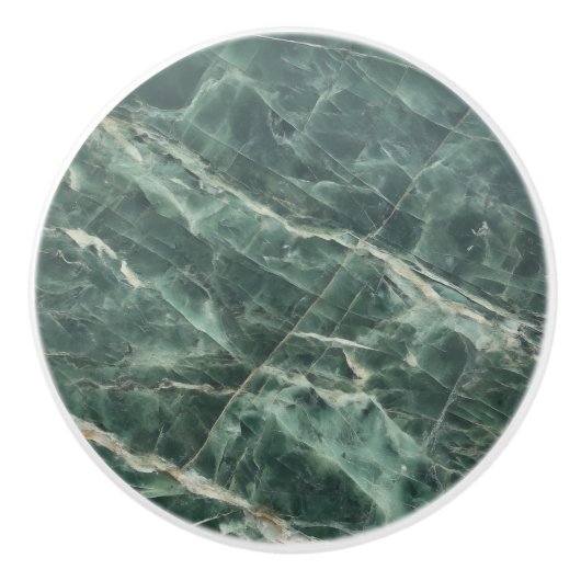 Bouton De Porte En Céramique Motif vert marbre (Devant)