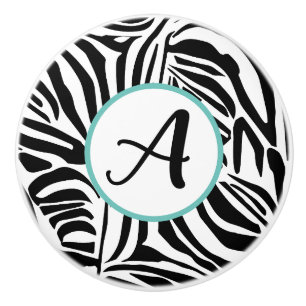 Bouton De Porte En Céramique Motif Zèbre