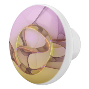 Bouton De Porte En Céramique Motions Abstraites Art moderne rose or fractal