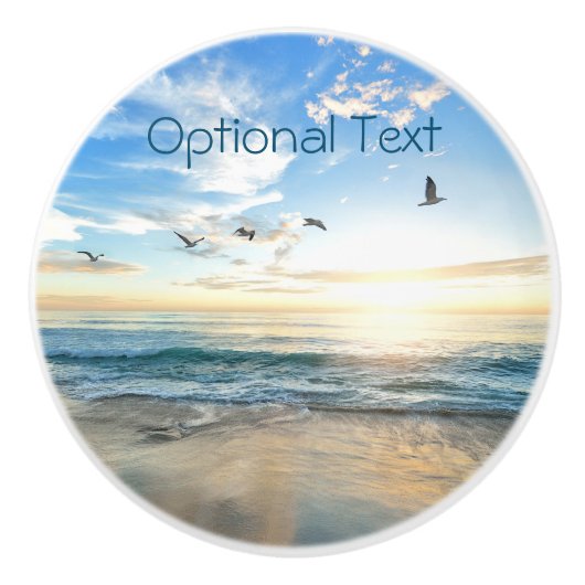 Bouton De Porte En Céramique Mouettes de plage du matin (Devant)