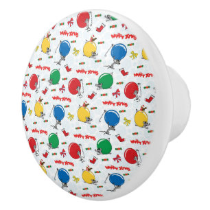 Bouton De Porte En Céramique Mouris drôle de Noël avec des boules
