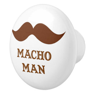 Bouton De Porte En Céramique Moustache macho drôle d'homme