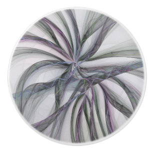 Bouton De Porte En Céramique Mouvements Filigranes Moderne Abstrait Fractal Bal