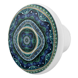 Bouton De Porte En Céramique Mystique Grand Royal Julian Fractal Mandala Art