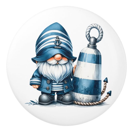 Bouton De Porte En Céramique Nautical Beach Gnome (Devant)