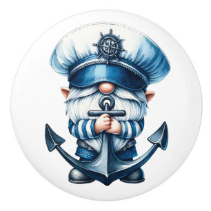 Bouton De Porte En Céramique Nautical Beach Gnome