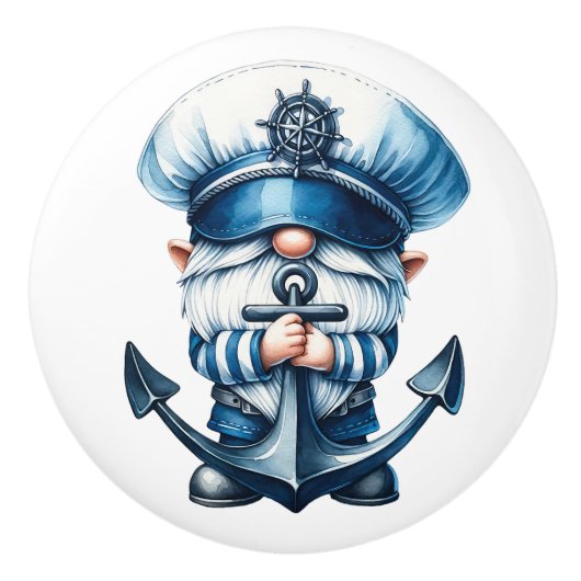 Bouton De Porte En Céramique Nautical Beach Gnome (Devant)